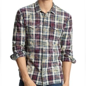 Jhon varvatos marshall plaid slim fit shirt Mens Size Large